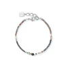 COEUR DE LION Echter Stein-Armband Amulett Kleine Kristalle & Gestreifter Onyx Grau-Kristall