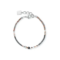 COEUR DE LION Edelsteinarmbänder-Armband Amulett Kleine Kristalle & Gestreifter Onyx Grau-Kristall