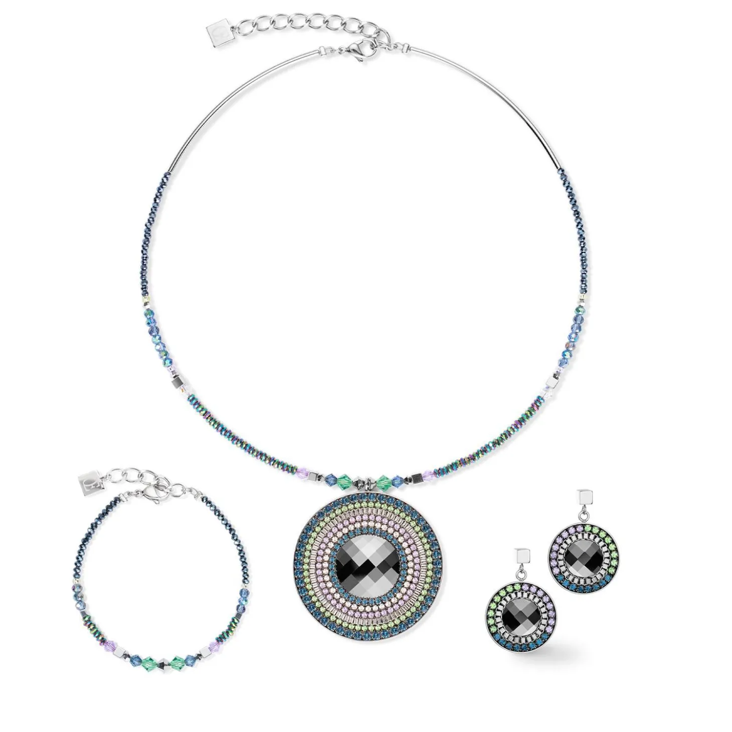 COEUR DE LION Kristallarmbänder-Armband Amulett Statement Dunkelgrün