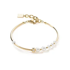 COEUR DE LION Hochzeit-Armband Asymmetrie Süßwasserperlen & Edelstahl Weißgold