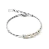 COEUR DE LION Hochzeit-Armband Asymmetrie Süßwasserperlen & Edelstahl Weiß-Silber