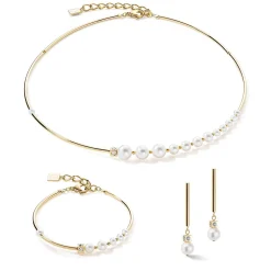 COEUR DE LION Perlenarmbänder-Armband Asymmetrie Süßwasserperlen & Edelstahl Weißgold