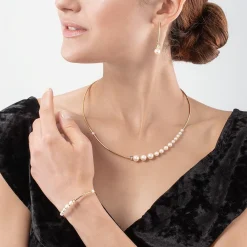 COEUR DE LION Perlenarmbänder-Armband Asymmetrie Süßwasserperlen & Edelstahl Weißgold