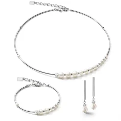 COEUR DE LION Perlenarmbänder-Armband Asymmetrie Süßwasserperlen & Edelstahl Weiß-Silber