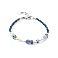 COEUR DE LION Echter Stein-Armband Atlantis Spheres Silber-Blau