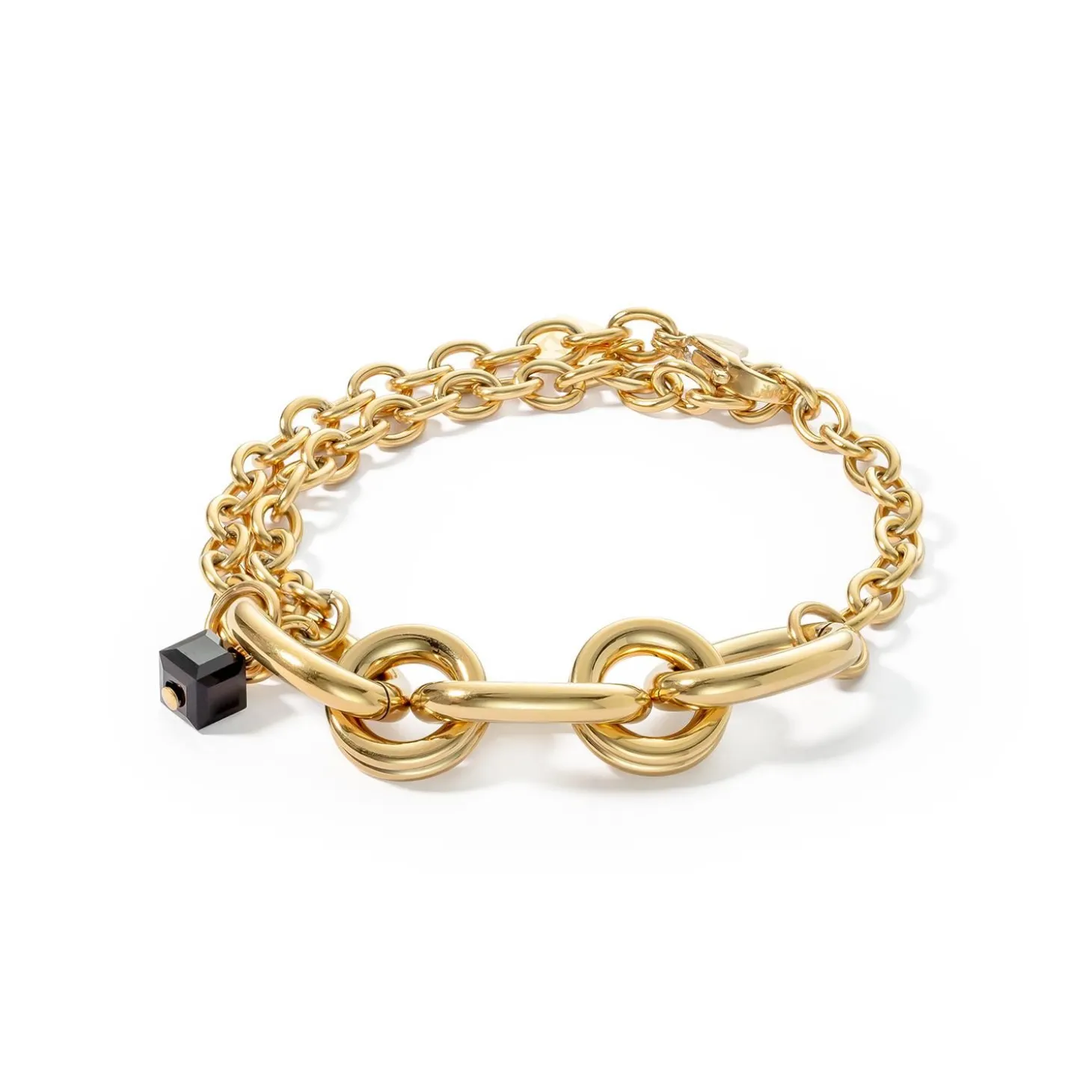 COEUR DE LION Kristallarmbänder-Armband Chunky Chain Gold-Schwarz
