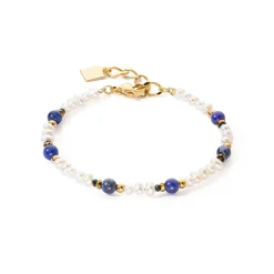 COEUR DE LION Echter Stein-Armband Flow Süßwasserperlen & Sodalithgold