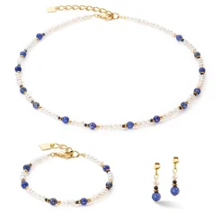 COEUR DE LION Echter Stein-Armband Flow Süßwasserperlen & Sodalithgold