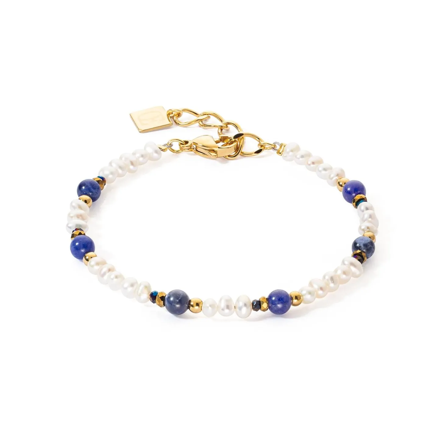 COEUR DE LION Edelsteinarmbänder-Armband Flow Süßwasserperlen & Sodalithgold