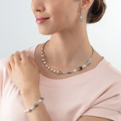 COEUR DE LION Perlenarmbänder-Armband Geocube® Fusion Precious Pearl Mix Silbergrau