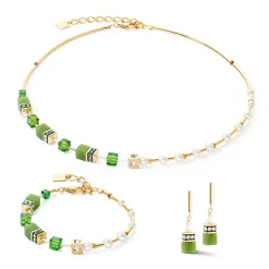COEUR DE LION Edelsteinarmbänder-Armband Geocube® Fusion Precious Pearl Mix Gold-Grün