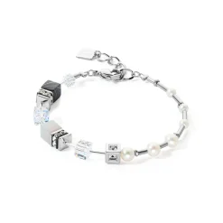COEUR DE LION Edelsteinarmbänder-Armband Geocube® Fusion Precious Pearl Mix Silbergrau