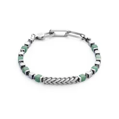 COEUR DE LION Aber-Armband Kostbare Würfel & Kette Grün-Silber