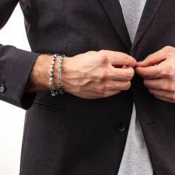 COEUR DE LION Aber-Armband Kostbare Würfel & Kette Grün-Silber
