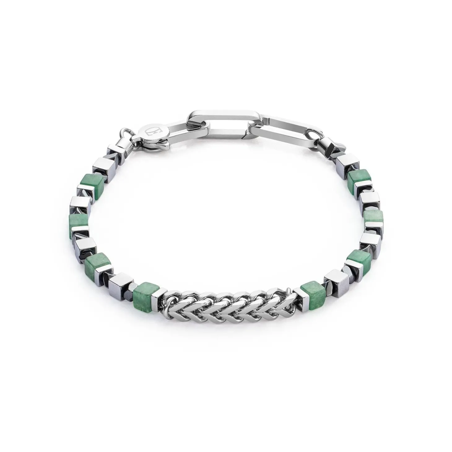 COEUR DE LION Unisex Edition-Armband Kostbare Würfel & Kette Grün-Silber