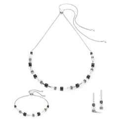 COEUR DE LION Kristallarmbänder-Armband Mysterious Cubes & Pearls Silber-Schwarz