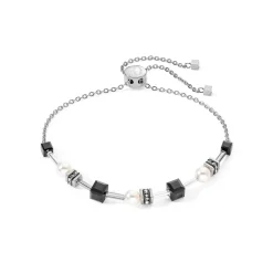 COEUR DE LION Perlenarmbänder-Armband Mysterious Cubes & Pearls Silber-Schwarz