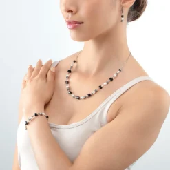 COEUR DE LION Perlenarmbänder-Armband Mysterious Cubes & Pearls Silber-Schwarz