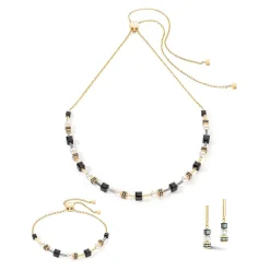 COEUR DE LION Perlenarmbänder-Armband Mysterious Cubes & Pearls Gold-Schwarz