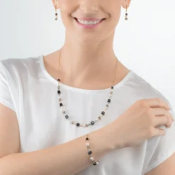 COEUR DE LION Perlenarmbänder-Armband Mysterious Cubes & Pearls Gold-Schwarz