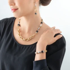 COEUR DE LION Echter Stein-Armband Mysterious Mix Gold-Schwarz