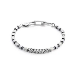 COEUR DE LION Unisex Edition-Armband Precious Cubes & Chain Weiß-Silber