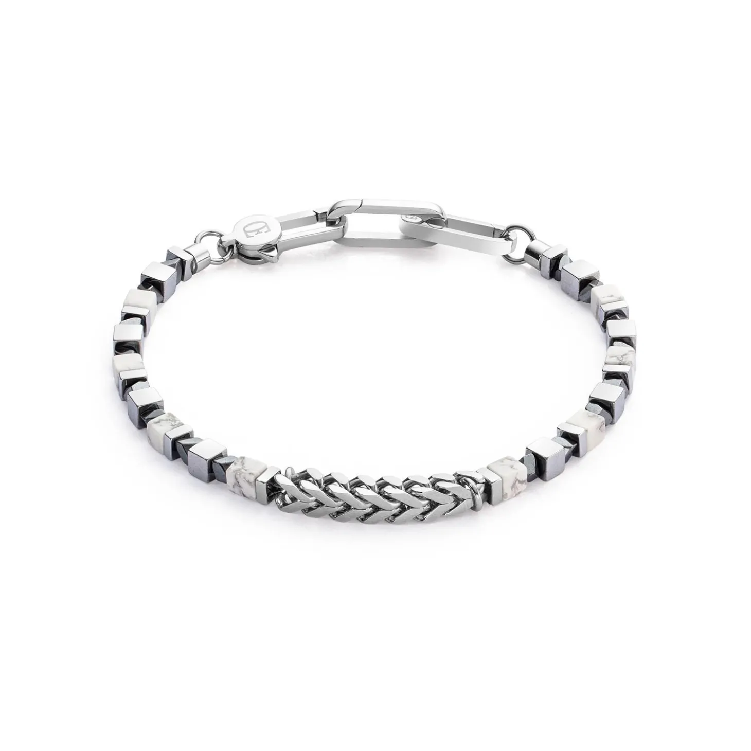 COEUR DE LION Edelsteinarmbänder-Armband Precious Cubes & Chain Weiß-Silber