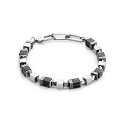 COEUR DE LION Edelsteinarmbänder-Armband Precious Cubes Schwarz-Silber