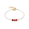 COEUR DE LION Festliche Kollektion-Armband Princess Pearls & Cubes Gold-Rot