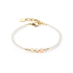 COEUR DE LION Festliche Kollektion-Armband Princess Pearls & Cubes Gold-Beige