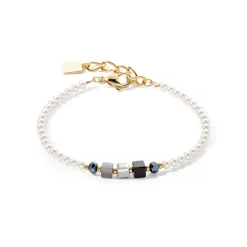 COEUR DE LION Kristallarmbänder-Armband Princess Pearls & Cubes Gold-Schwarz