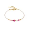 COEUR DE LION Mix&And&Match-Armbänder-Armband Quadratische Streifen Gold-Magenta