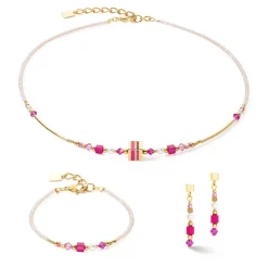 COEUR DE LION Mix&And&Match-Armbänder-Armband Quadratische Streifen Gold-Magenta