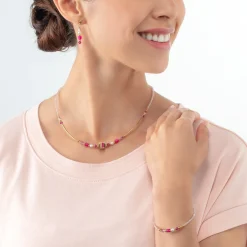 COEUR DE LION Mix&And&Match-Armbänder-Armband Quadratische Streifen Gold-Magenta