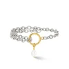 COEUR DE LION Hochzeit-Armband Y & Ovale Süßwasserperlen mit O-Ring Bicolor