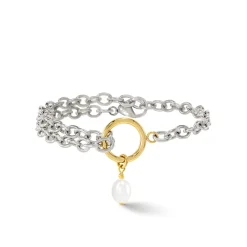 COEUR DE LION Hochzeit-Armband Y & Ovale Süßwasserperlen mit O-Ring Bicolor
