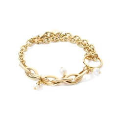 COEUR DE LION Perlenarmbänder-Armband Y Navette Süßwasserperlen Gold