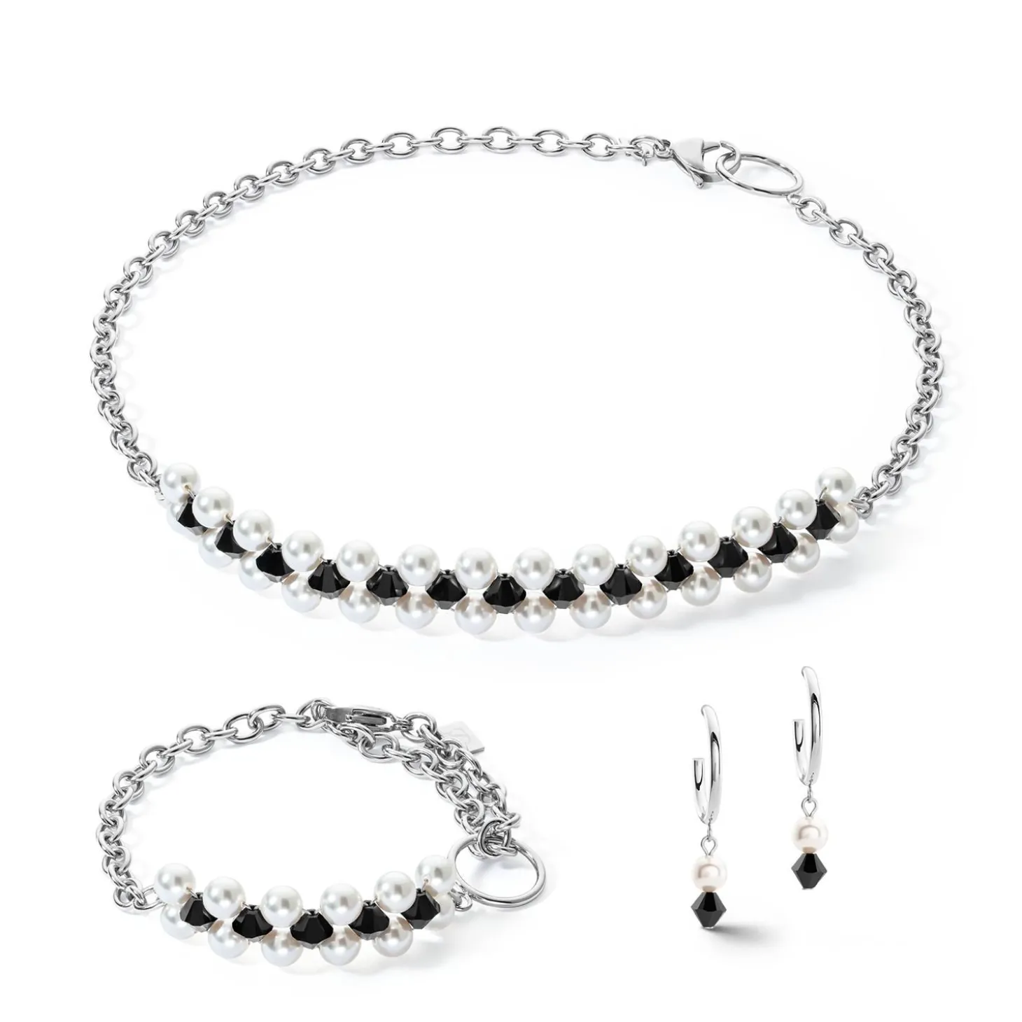 COEUR DE LION Perlenarmbänder-Armband-Choker Mysterious Silber-Schwarz