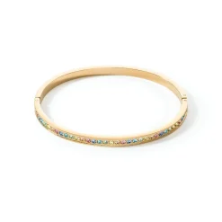COEUR DE LION Armreifen-Armreif aus Edelstahl und Kristallen, goldfarben, mehrfarbig, Pastell 17