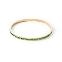 COEUR DE LION Coeur Essentials-Armreif Edelstahl & Kristalle Gold Dunkelgrün 17