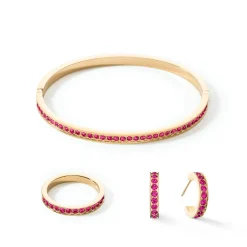 COEUR DE LION Coeur Essentials-Armreif Edelstahl & Kristalle Gold Pink 17