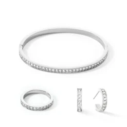 COEUR DE LION Armreifen-Armreif Edelstahl & Kristalle Silber Kristall 17