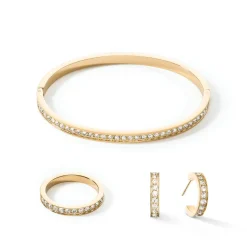 COEUR DE LION Armreifen-Armreif Edelstahl & Kristalle Goldkristall 17