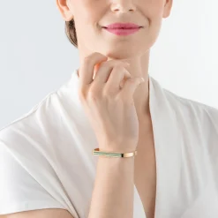 COEUR DE LION Coeur Essentials-Armreif mit quadratischen Streifen, goldgrün