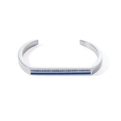 COEUR DE LION Coeur Essentials-Armreif mit quadratischen Streifen, silber-blau