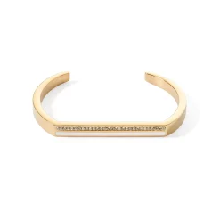 COEUR DE LION Coeur Essentials-Armreif mit quadratischen Streifen Gold-Weiß