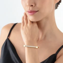 COEUR DE LION Coeur Essentials-Armreif mit quadratischen Streifen Gold-Weiß