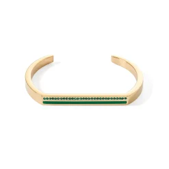 COEUR DE LION Armreifen-Armreif mit quadratischen Streifen, goldgrün