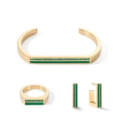 COEUR DE LION Armreifen-Armreif mit quadratischen Streifen, goldgrün