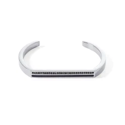 COEUR DE LION Armreifen-Armreif mit quadratischen Streifen, silber-schwarz